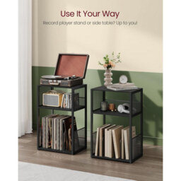 Songmics Vinyl Record Player Stand, Album Storage Table, Entertainment Center For Living Room, Bedroom Furniture, Ebony Black - thumbnail 5