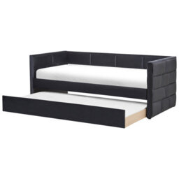 Beliani Trundle Bed Velvet Chavonne  Ii 90 X 200 Cm (Eu Single) Black - thumbnail 1