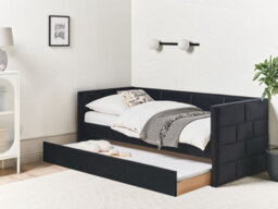 Beliani Trundle Bed Velvet Chavonne  Ii 90 X 200 Cm (Eu Single) Black - thumbnail 2
