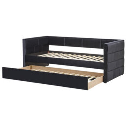 Beliani Trundle Bed Velvet Chavonne  Ii 90 X 200 Cm (Eu Single) Black - thumbnail 5
