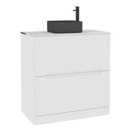 Royal Bathrooms Venice 800mm Gloss White Freestanding Bathroom Countertop Vanity Unit 2 Drawer With Art Square Basin - thumbnail 7
