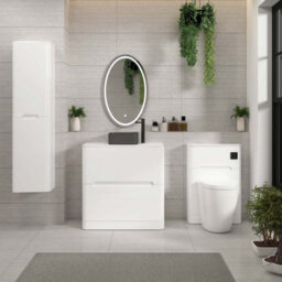 Royal Bathrooms Venice 800mm Gloss White Freestanding Bathroom Countertop Vanity Unit 2 Drawer With Art Square Basin - thumbnail 4