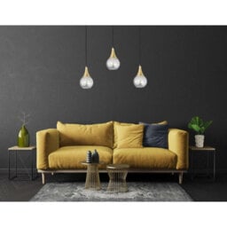 Luminosa Lighting Luminosa Lacrima Bar Pendant Ceiling Light Black, Gold Transparent Glass Shade 3X E27 - thumbnail 3