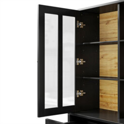 Abrihome Tall Cabinets For Living Room, Freestanding Display Cabinet, Kitchen Cabinet, Dining Room Cabinet With Drawers, Black - thumbnail 7