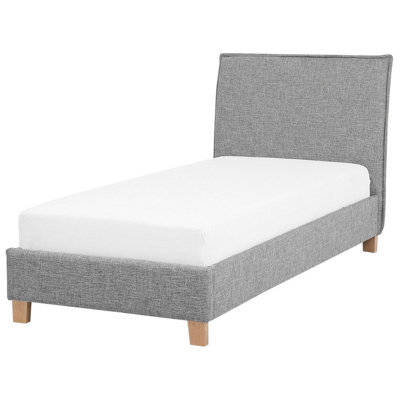 Beliani Bed Fabric Sennez 90 X 200 Cm (Eu Single) Light Grey - image 1