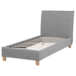 Beliani Bed Fabric Sennez 90 X 200 Cm (Eu Single) Light Grey - thumbnail 9