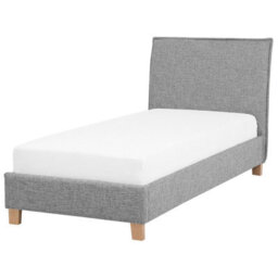 Beliani Bed Fabric Sennez 90 X 200 Cm (Eu Single) Light Grey - thumbnail 1