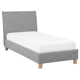 Beliani Bed Fabric Sennez 90 X 200 Cm (Eu Single) Light Grey - thumbnail 5