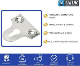 Sisi UK 38mm Slotted Picture Hangers 10Pcs Wall Mount Fixing Plates For Frames Mirrors Signs Chrome Steel Bracket Set - thumbnail 2