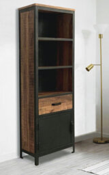 Buttercup Farm Induse 1 Drawer Large Bookcase - Mango Wood/iron - L37 X W65 X H190 Cm - Pp Sawn Finish - thumbnail 2