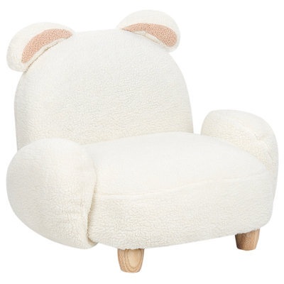 Wyld And Coco Rabbit-Shaped Kids Armchair White Boucle Polyester With Rubberwood Frame, W65 X D51 X H45Cm - image 1