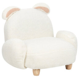 Wyld And Coco Rabbit-Shaped Kids Armchair White Boucle Polyester With Rubberwood Frame, W65 X D51 X H45Cm - thumbnail 1