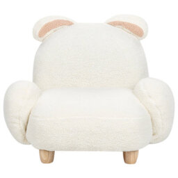 Wyld And Coco Rabbit-Shaped Kids Armchair White Boucle Polyester With Rubberwood Frame, W65 X D51 X H45Cm - thumbnail 5