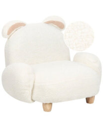 Wyld And Coco Rabbit-Shaped Kids Armchair White Boucle Polyester With Rubberwood Frame, W65 X D51 X H45Cm - thumbnail 3