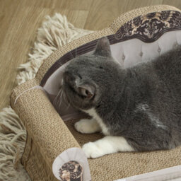 Pawhut Cat Scratching Board 2-In-1 Cardboard Lounge With Catnip, Brown - thumbnail 9