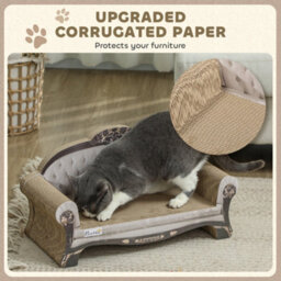 Pawhut Cat Scratching Board 2-In-1 Cardboard Lounge With Catnip, Brown - thumbnail 5