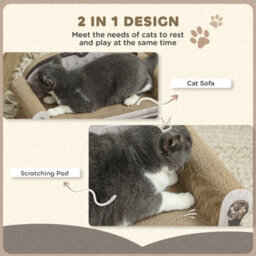 Pawhut Cat Scratching Board 2-In-1 Cardboard Lounge With Catnip, Brown - thumbnail 4