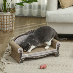 Pawhut Cat Scratching Board 2-In-1 Cardboard Lounge With Catnip, Brown