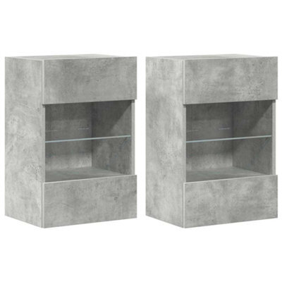 Berkfield Durable Tv Wall Cabinets With Led Lights 2 Pcs Concrete Grey 40X30X60.5 Cm - image 1