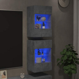 Berkfield Durable Tv Wall Cabinets With Led Lights 2 Pcs Concrete Grey 40X30X60.5 Cm - thumbnail 3