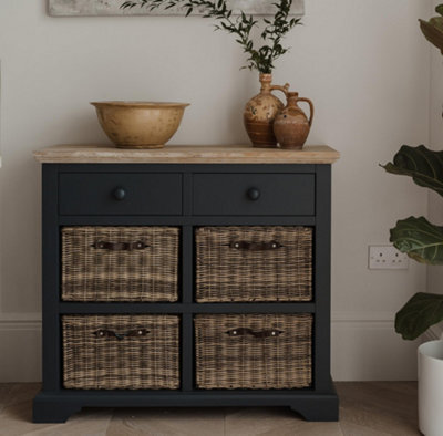 Statement Furniture Florence Sideboard With 2 Drawers And Removable Storage Baskets - Navy Blue - image 1
