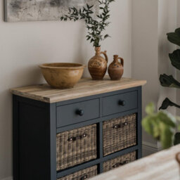 Statement Furniture Florence Sideboard With 2 Drawers And Removable Storage Baskets - Navy Blue - thumbnail 2