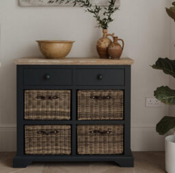 Statement Furniture Florence Sideboard With 2 Drawers And Removable Storage Baskets - Navy Blue - thumbnail 1