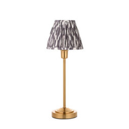 Luminosa Lighting Luminosa Rise Vintage Brass Finish Table Lamp With Pearl Grey Fabric Ikat Shade 16Cm E14 - thumbnail 6