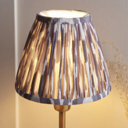 Luminosa Lighting Luminosa Rise Vintage Brass Finish Table Lamp With Pearl Grey Fabric Ikat Shade 16Cm E14 - thumbnail 4