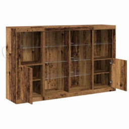 Berkfield Sideboard With Led Lights Old Wood 163X37X100 Cm Engineered Wood - thumbnail 6