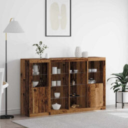 Berkfield Sideboard With Led Lights Old Wood 163X37X100 Cm Engineered Wood - thumbnail 1
