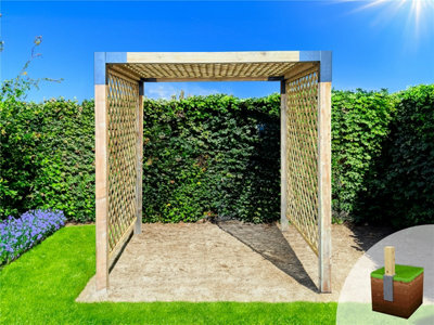 Edecks Modblox Trellis Cube Climber Wooden Garden Pergola (1800mm X 1800mm) With Bolt Down Anchors (2.1M) - image 1