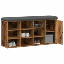 Walplus Shoe Bench Old Wood 102X32X50 Cm Engineered Wood - thumbnail 3