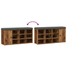 Walplus Shoe Bench Old Wood 102X32X50 Cm Engineered Wood - thumbnail 8