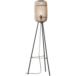 Loops 1280mm Floor Lamp - Natural Bamboo & Matt Black Simple Stylish Wood - Standing Led Light Base & Shade