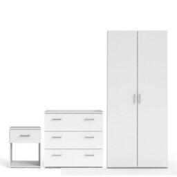 Wyld Haus Berlin White 3-Piece Bedroom Set With Bedside, Chest Of Drawers And Wardrobe - thumbnail 2
