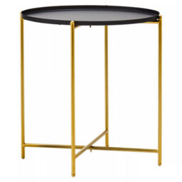 Orsina Black Top Side Table, Contrasting Materials Of Side Tables By Couch, Durable And Easy To Care Corner Table - thumbnail 2