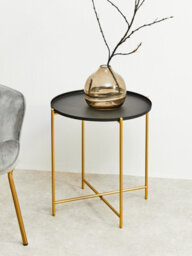 Orsina Black Top Side Table, Contrasting Materials Of Side Tables By Couch, Durable And Easy To Care Corner Table - thumbnail 6