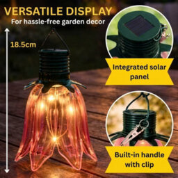 Pack Of 4 Solar Tulip Led Hanging Garden Lights Pink & Yellow - thumbnail 2