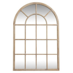 Hill Interiors Washed Wood Arched Window Mirror - Glass - L2 X W135 X H90 Cm - Brown - thumbnail 1