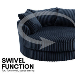 Home Detail Sky Swivel Loveseat, Blue Jumbo Teddy Cord - thumbnail 4