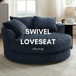 Home Detail Sky Swivel Loveseat, Blue Jumbo Teddy Cord - thumbnail 5