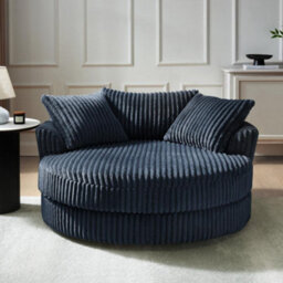Home Detail Sky Swivel Loveseat, Blue Jumbo Teddy Cord - thumbnail 2