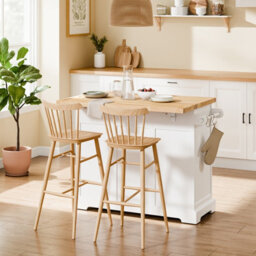 Sobuy Kitchen Trolley With 2 Drawers And Foldable Table 45.2X27.9X36.2 Inch Load Capacity 98 Kg Fkw71-Iii-Nw - White - thumbnail 6