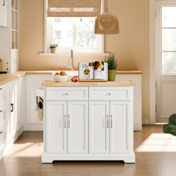 Sobuy Kitchen Trolley With 2 Drawers And Foldable Table 45.2X27.9X36.2 Inch Load Capacity 98 Kg Fkw71-Iii-Nw - White