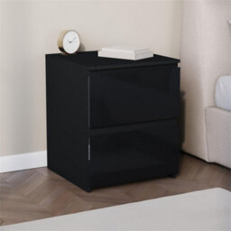 Black Modern 2 Drawer Gloss Bedside Chest Storage Cabinet Bedroom Furniture - thumbnail 4