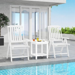 Gainoom Foldable White Patio Chair All-Weather Hdpe Outdoor Dining Chair - thumbnail 3