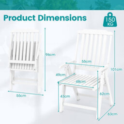 Gainoom Foldable White Patio Chair All-Weather Hdpe Outdoor Dining Chair - thumbnail 2