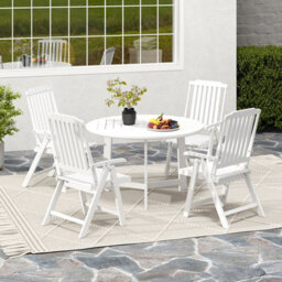 Gainoom Foldable White Patio Chair All-Weather Hdpe Outdoor Dining Chair - thumbnail 5