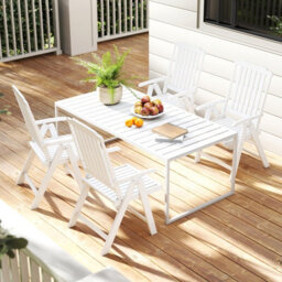 Gainoom Foldable White Patio Chair All-Weather Hdpe Outdoor Dining Chair - thumbnail 4